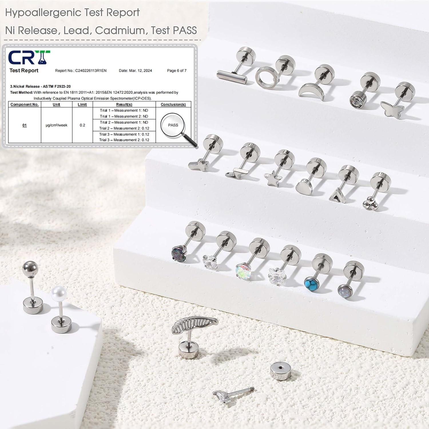ต่างหูแบบแป้นเรียบ 1 คู่ ยี่ห้ - Body Jewelry Surgical Steel บทวิจารณ์และราคา