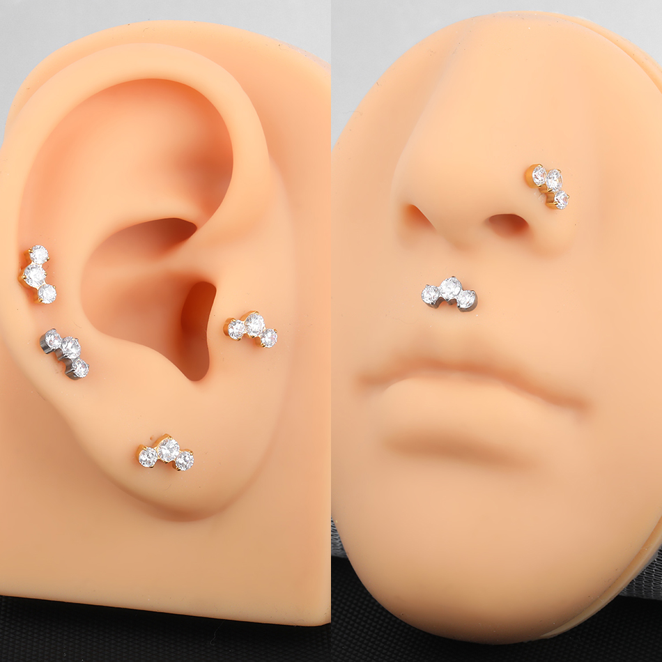 1/5ชิ้นเจาะไทเทเนียม CZ labret - Zoor Body Jewelry บทวิจารณ์และราคา