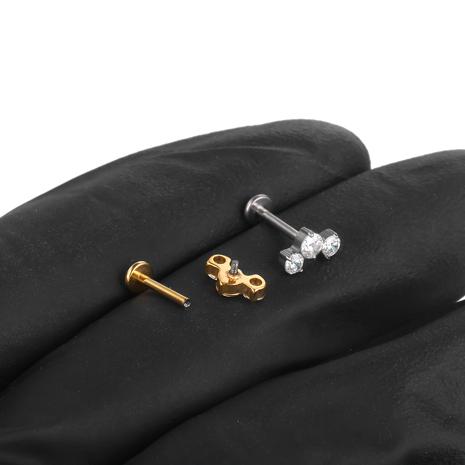 1/5ชิ้นเจาะไทเทเนียม CZ labret - Zoor Body Jewelry บทวิจารณ์และราคา