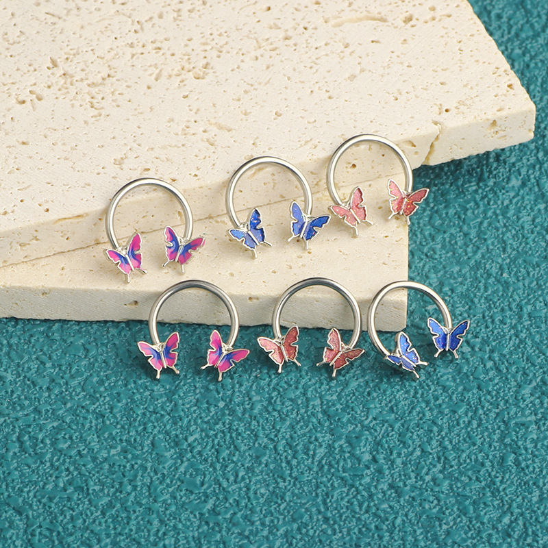 แหวนเจาะจมูก 16G แบบวงแหวน ทำจ - Body Jewelry Ear บทวิจารณ์และราคา