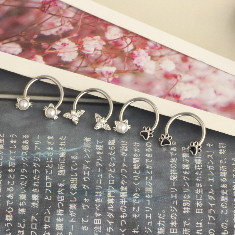 แหวนเจาะจมูก 16G แบบวงแหวน ทำจ - Body Jewelry Ear บทวิจารณ์และราคา