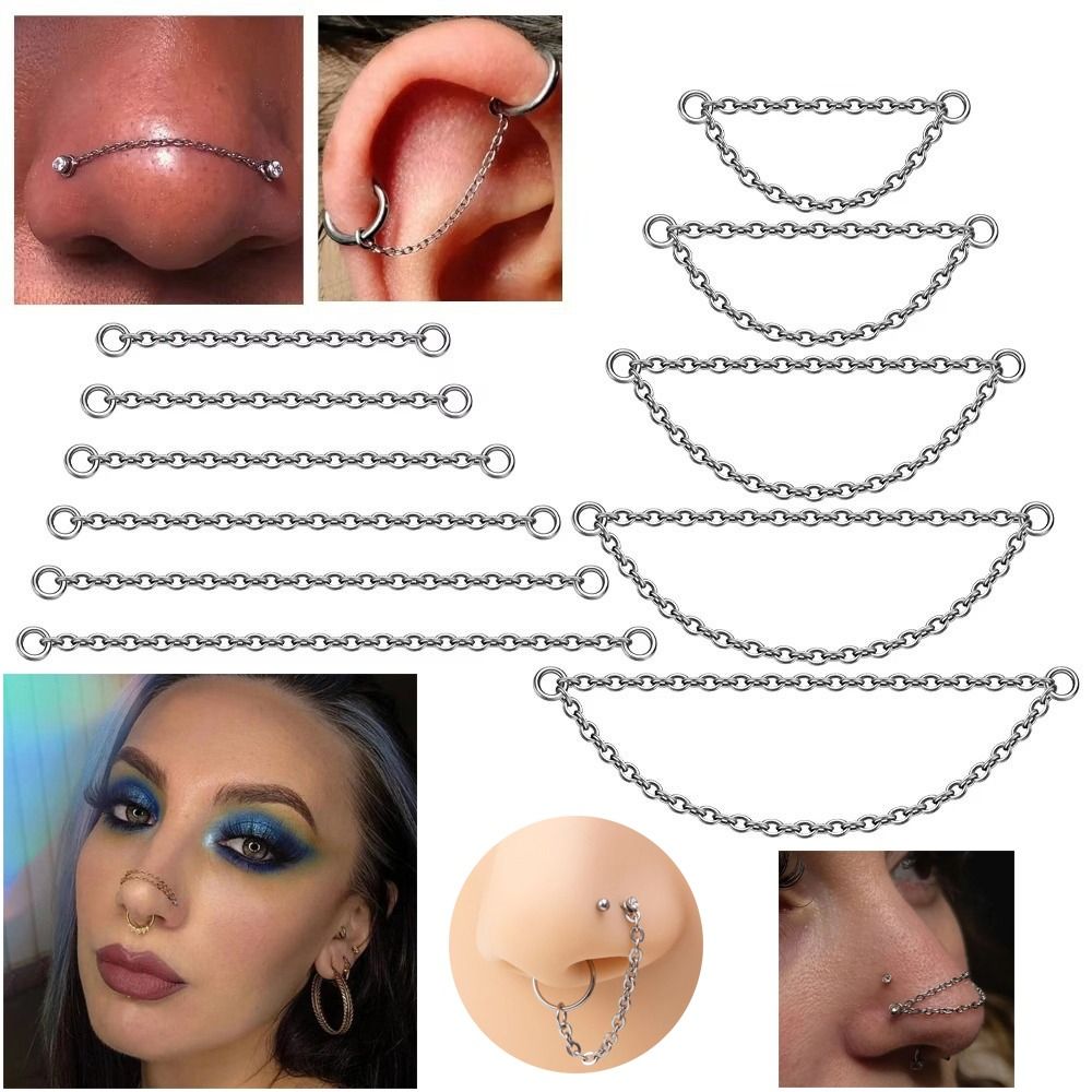 โซ่จมูกไทเทเนียมแฟชั่น โซ่คู่  - Body Jewelry Ear บทวิจารณ์และราคา