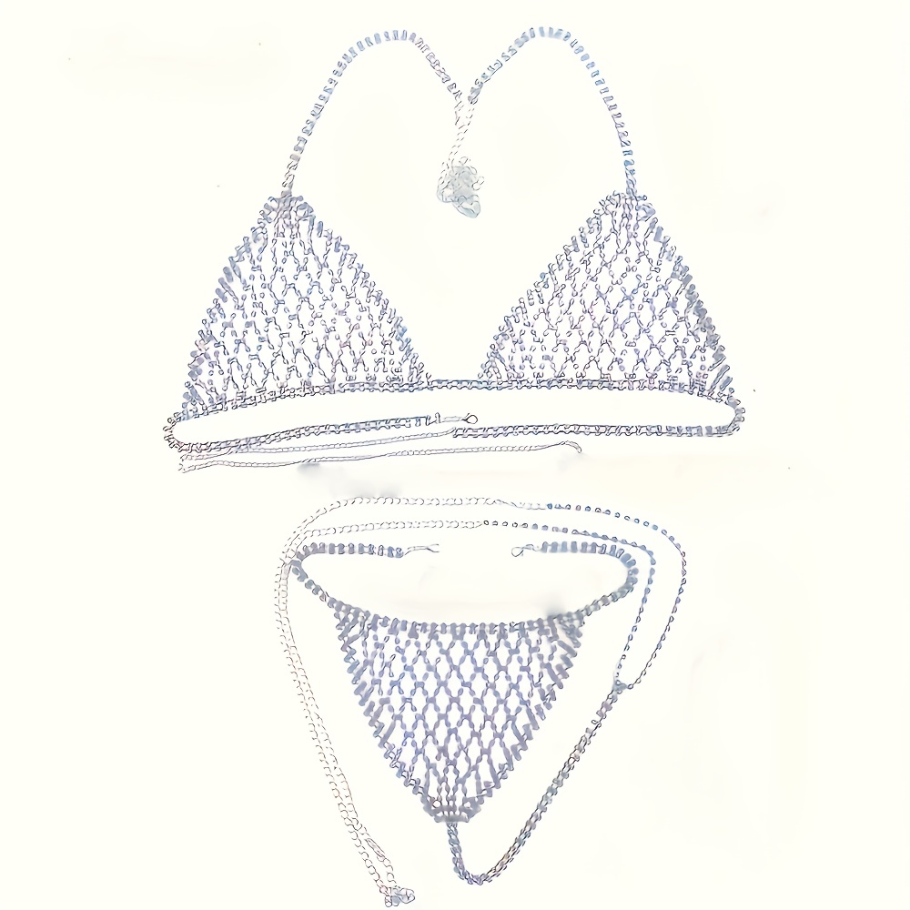 ส่วนบุคคลประกายสีเงิน Rhinesto - Body Jewelry Bra บทวิจารณ์และราคา