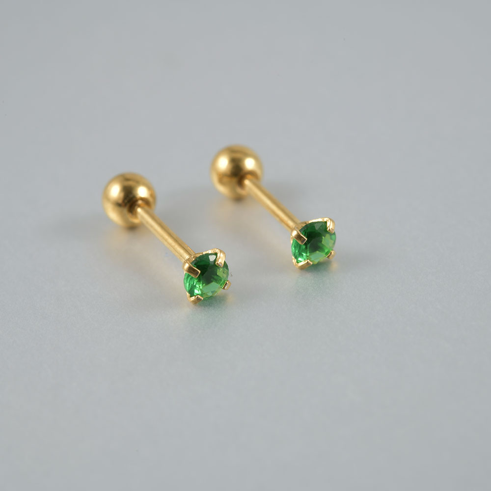 1/2pcs สแตนเลสสตีลสีเขียวเพทาย - Body Jewelry Cartilage Earrings บทวิจารณ์และราคา