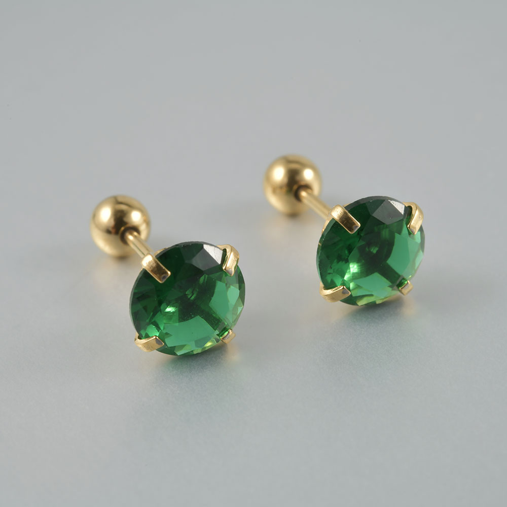 1/2pcs สแตนเลสสตีลสีเขียวเพทาย - Body Jewelry Cartilage Earrings บทวิจารณ์และราคา